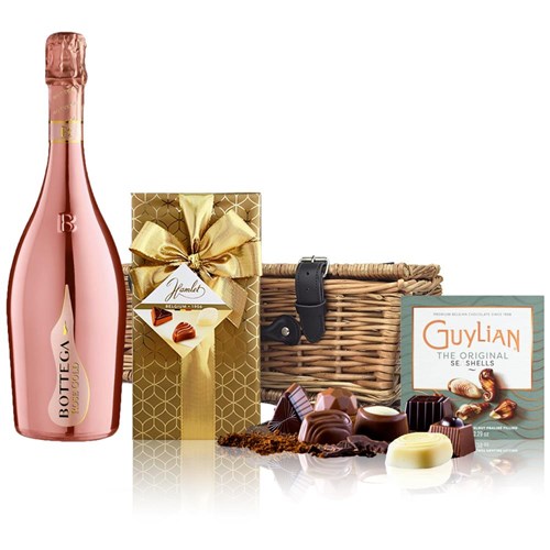Bottega Gold Rose Sparkling 75cl And Chocolates Hamper